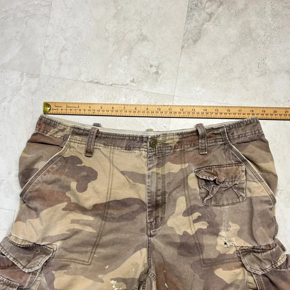Vintage Y2K Gap Mens 38 Faded Military Surplus Camouflage Cargo Shorts Cotton